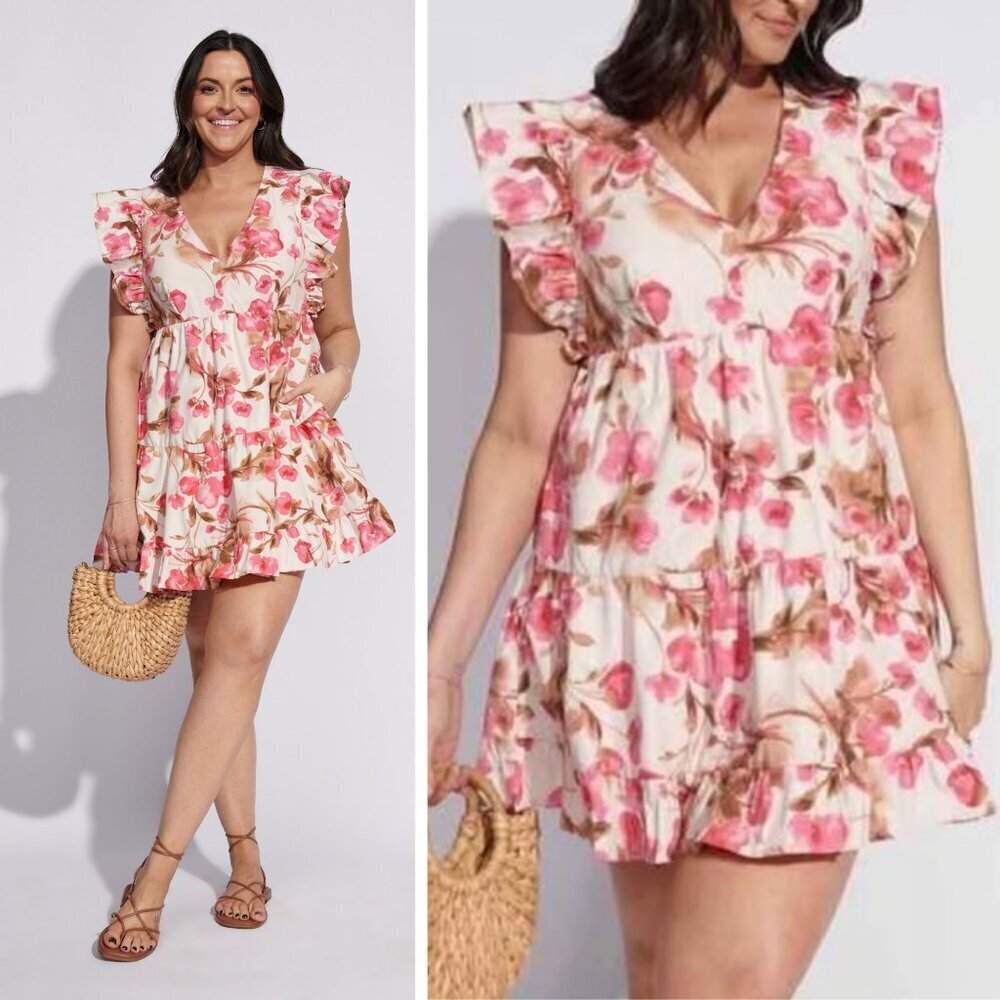 Abercrombie & Fitch White Ruffle Floral Mini Dress Size Medium 41923